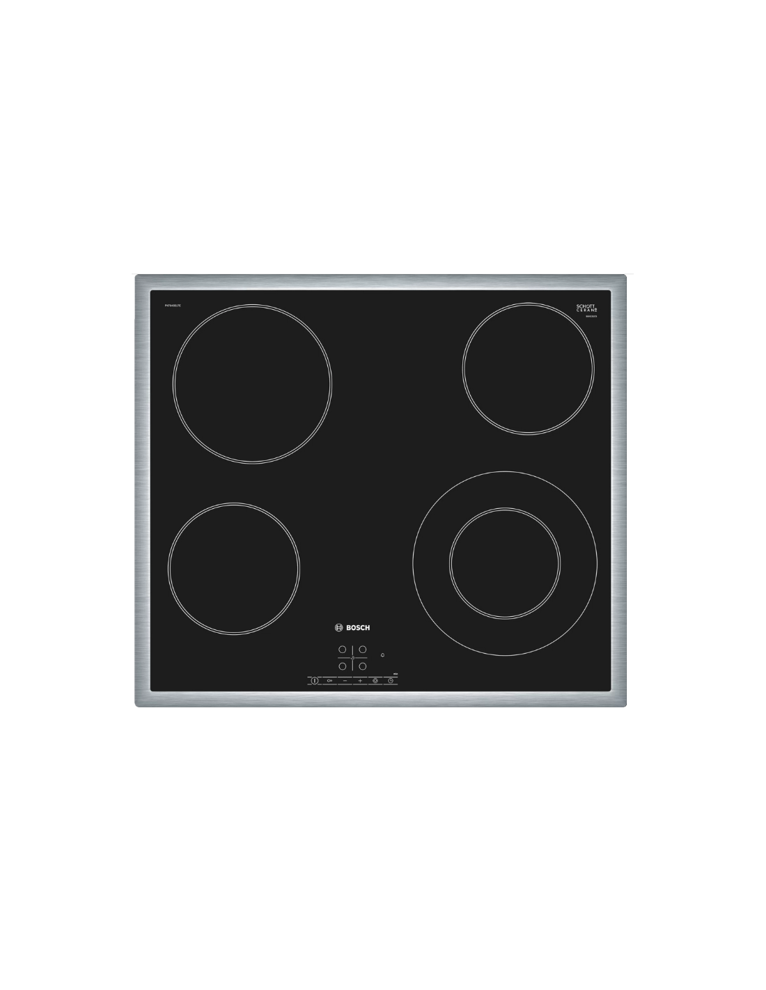 Table de cuisson vitrocéramique 76cm 4 foyers Noir cadre Inox